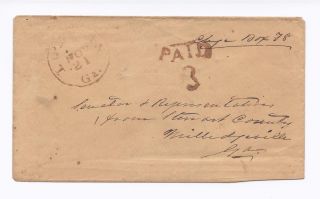 Lumpkin Georgia 1850s Stampless Cover Fancy Paid 3 Handstamp Charge