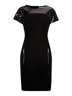 Michael Michael Kors Short sleeve sequin detail dress Black   