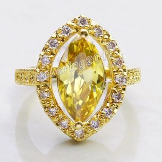 Brand Jewellery Antique Women 18K Yellow Gold Filled 10ct Topaz Ring