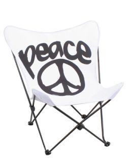 LumiSource Butterfly Chair Black White Peace 30” LX26 5” WX32” H