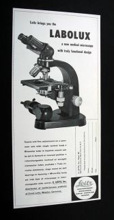 Leitz Labolux Medical Microscope 1954 Print Ad