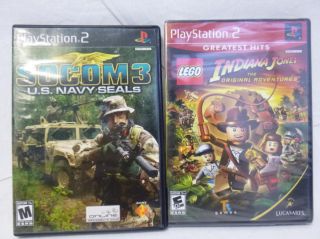 Lot of 2 PS2 Games Lego Indiana Jones, SOCOM 3 U.S. Navy Seals
