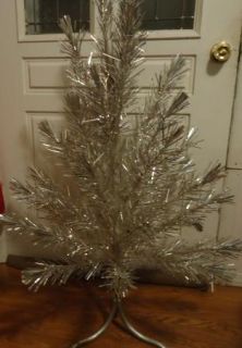 Vintage 44 Aluminum Christmas Tree w Ornaments for Parts or Repair