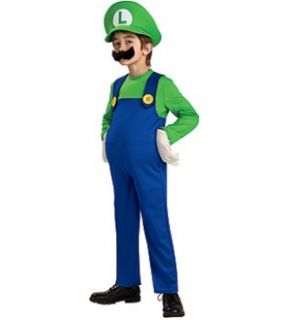 Super Mario Bros Deluxe Luigi Costume Child Medium New