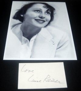 Oldest Living Academy Award Winner Luise Rainer Signed Card and Great