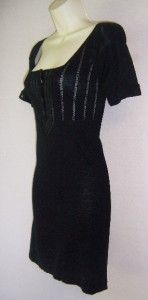 MSSP Black Short Sleeve Stretch Spandex Sweater Versatile Dress XS 0 2