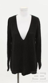 Lutz Patmos Black Cashmere V Neck Sweater Size L