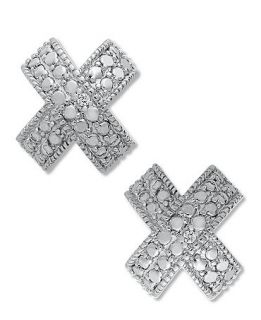 Diamond Earrings, Sterling Silver Diamond X Earrings (1/10 ct. t.w