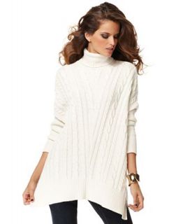 INC International Concepts Sweater, Long Sleeve Turtleneck Cable Knit