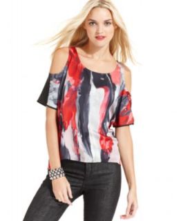 RACHEL Rachel Roy Top, The Hazel Short Sleeve Scoop Neck Mixed Print