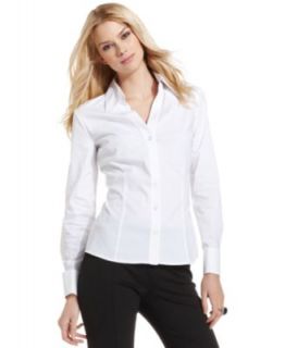 Calvin Klein Top, Long Sleeve Fitted Shirt   Womens Suits & Suit