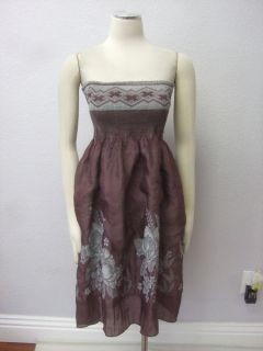 Lapis  Mauve Grey Smocked Sophisticated Versatile Skirt Dress Sz