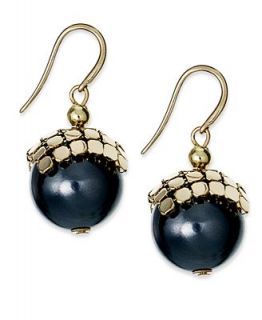 Alfani Earrings, 12k Gold Plated Gray Imitation Pearl Drop Earrings