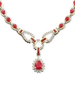 14k Gold Ruby (12 ct. t.w.) & Diamond (1 1/6 ct. t.w.) Toggle Necklace