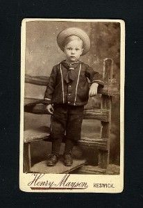 Vintage Young Boy Dressed as A Sailor Keswick UK Carte de Visite