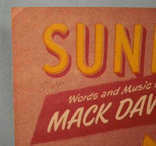 Vintage 1948 Sunflower Sheet Music Mack David Nice O