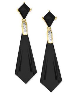 10k Gold Earrings, Onyx (12 3/4 ct. t.w.) and Diamond Accent Dagger