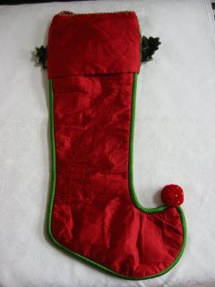 Mackenzie Childs Tall Tale Holly Berries Stripe Christmas Stocking New
