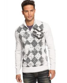 INC International Concepts Sweater, Zip Up Argyle Sweater   Mens
