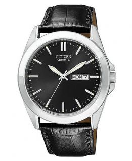 Citizen Watch, Mens Black Croc Embossed Leather Strap 41mm BF0580 06E