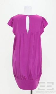 Madison Marcus Fuchsia Pink Silk Cap Sleeve Button Dress Size M