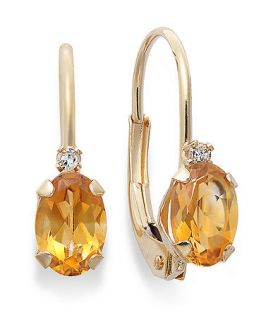 14k Gold Earrings, Citrine (3/4 ct. t.w.) and Diamond Accent Leverback