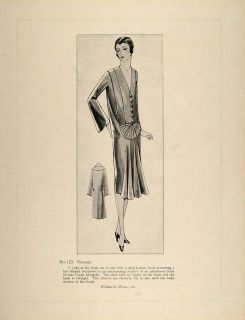 1926 Print Art Deco Fashion Dress Madeleine Vionnet Original