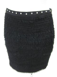 Madison Marcus Black Silk Fringe Mini Skirt Sz XS