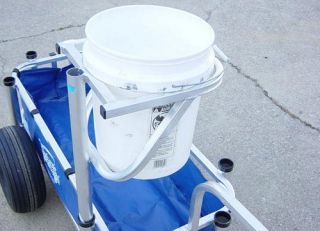 The Bucket Holder is designed to hold a standard 3 to 5 gallon bucket