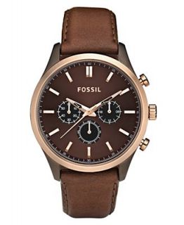 Fossil Watch, Mens Chronograph Walter Brown Leather Strap 44mm FS4632
