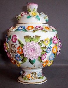 Coalport Coalbrookdale Magnificent Flower Encrusted Covered Vase