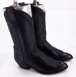 81P Womens Larry Mahan Black Leather Roper Cowgirl Boots Sz 7 5 B