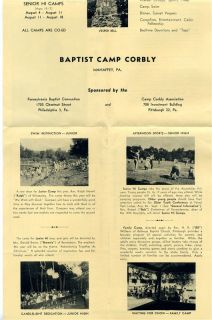 Camp Corbly 1956 Brochure Mahaffey Pennsylvania Baptist Convention