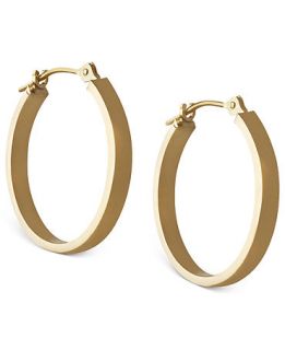 18k Gold Earrings, Polished Square Edge Hoop Earrings   Earrings