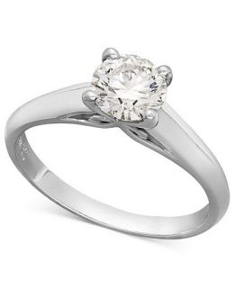 X3 Diamond Ring, 18k White Gold Certified Diamond Solitaire Engagement