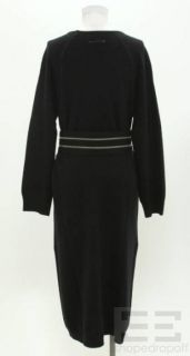 MM6 Maison Martin Margiela Black Wool Zipper Belted Sweater Dress Size