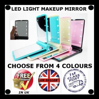 LED Pocket Handbag Compact Makeup Mirror Foldable with Lights Cosmetic