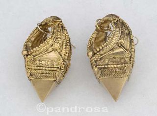 Old Ethnic Traditional Gold Earrings Kerala South India