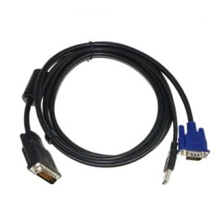 Pin DVI Male to 15 Pin VGA Male USB Male Cable for CRT LCD PC