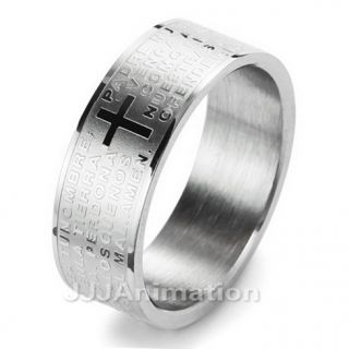 Mens Cross Stainless Steel Ring Silver VE111 Size 9 12