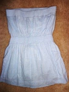 Manito Light Blue Strapless Banded Waist 2 Pocket Style Casual Summer