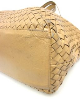 Carla Mancini Tan Woven Leather Tote Handbag Bag