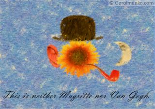 Not Magritte not Van Gogh A4 Funny Surrealist Print Humorous Portrait