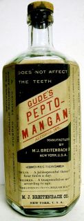 Circa 1910 Full Bottle of Gudes Pepto Mangan Cure All