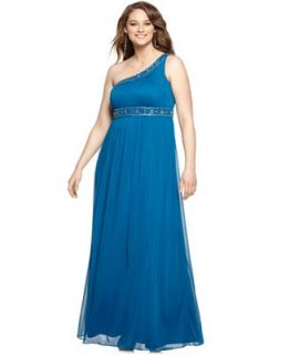 Xscape Plus Size Dress, One Shoulder Embellished Evening Dress