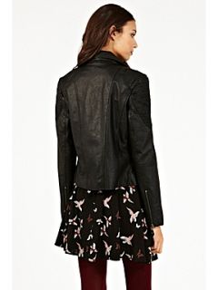 Oasis Slash detail leather jacket Black   