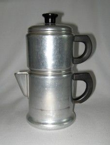 Vintage Aluminum 4 Cup Manual Drip Coffee Maker Press