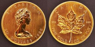 1980 Canadian Maple Leaf $50 1 oz Gold Coin