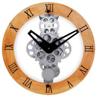 Maples Clock Wooden Moving Gear Wall Clock with Wooden Dial Ring GCL06