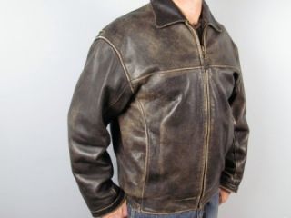 Andrew Marc Distressed Rich Leather Flight Jacket Bomber Coat Awesome